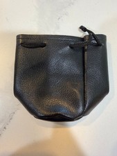 Small Black Faux Leather Drawstring Lens Pouch - Soft Padded Camera Lens Bag