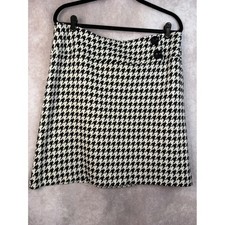 Vintage 90's F.L Malik Black White Houndstooth A Line Skirt Size 12