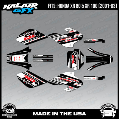 Graphics Kit for HONDA XR80 XR100 (2001-2003) Warrior Series - Red-Shift