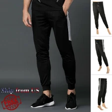Men Activewear Track Pants Training Trouser Tapered Fit w/Zip Pockets Sweatpants