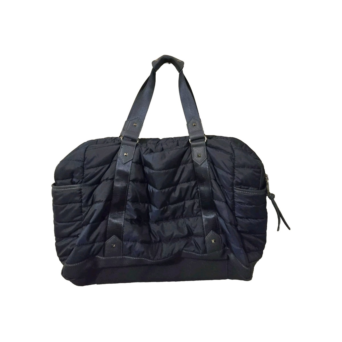 Cynthia Rowley Quilted Shoulder Bag Navy Blue Weekender Excellent