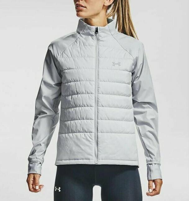 Under Armour Womens UA Run Insulated Hybrid Quilted Gray Jacket XS 1355812