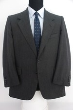 Oxxford Clothes 2Btn Bespoke Suit Jacket Coat Gray Herringbone Red Stripe 40R