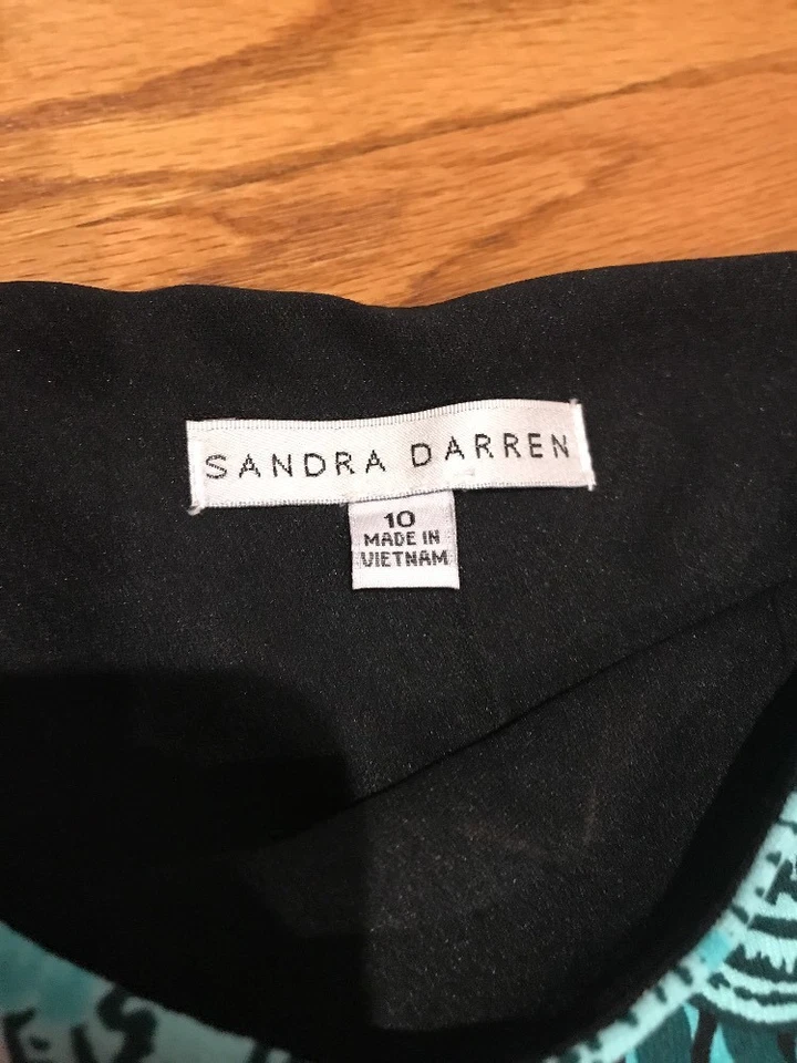 Sexy Vestido SANDRA DARREN Paisley Turquesa Como Nuevo Negro Spandex Para Mujer Talla 10 # Foto 4 de 4