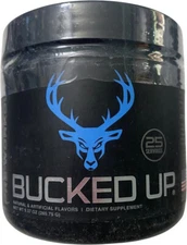 Bucked Up Pre-Workout Energy Pump Powder  25 Servings - Blue Raz - EXP 2027