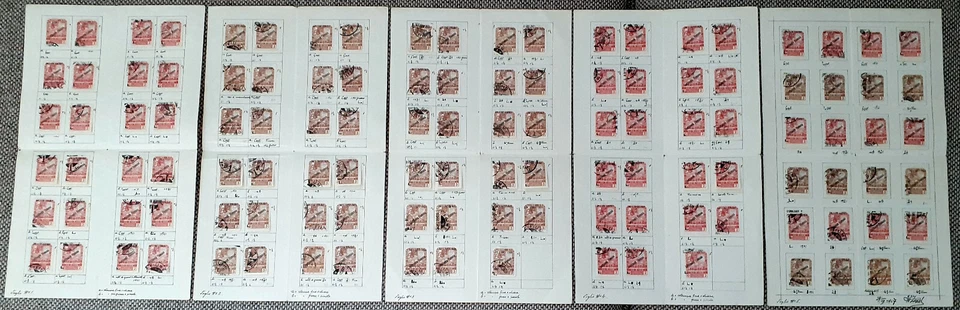 ✔️ FIUME UNIQUE HIGH VALUE STUDY EXPERTISE STAMPS VARIETY, ON FIVE LARGE SHEETS - Image 2 of 4