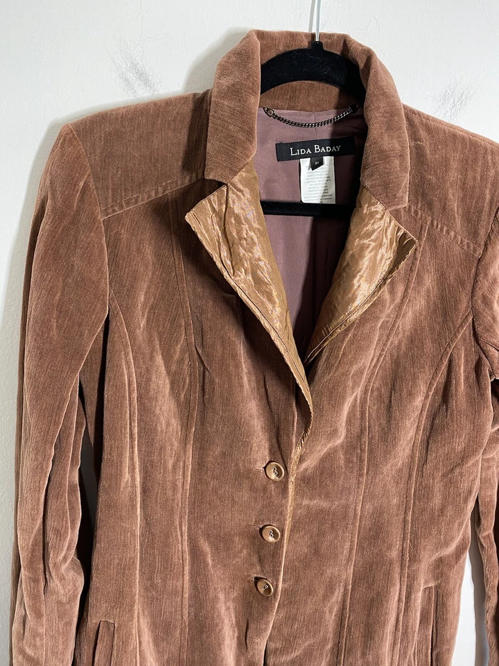 Chaqueta gabardina larga de terciopelo rosa óxido talla 10 Lida Baday grunge gótica Foto 4 de 4