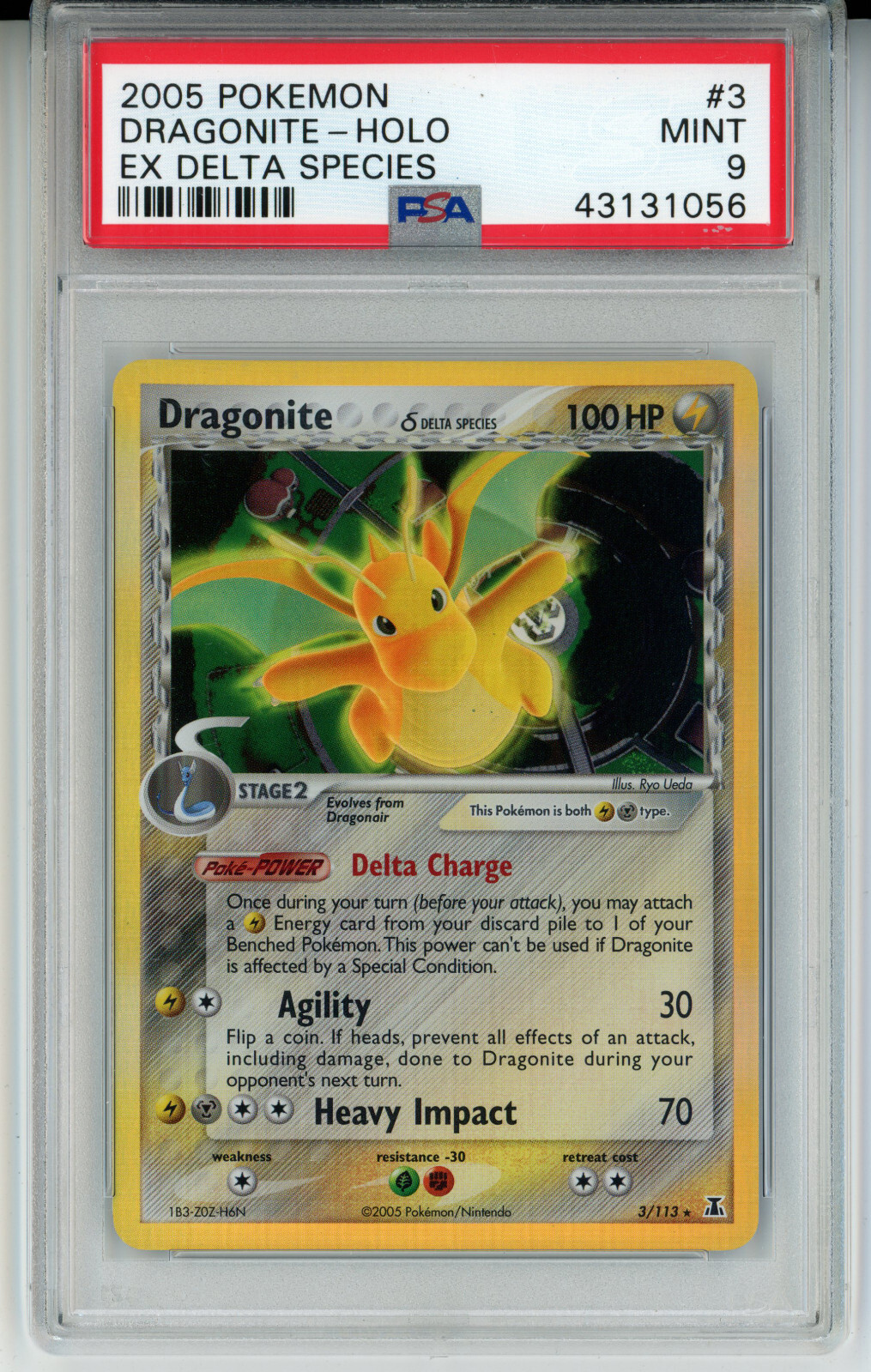 2005 POKEMON EX DELTA ESPECIES DRAGONITE #3 HOLO PSA 9 MINT #43131056