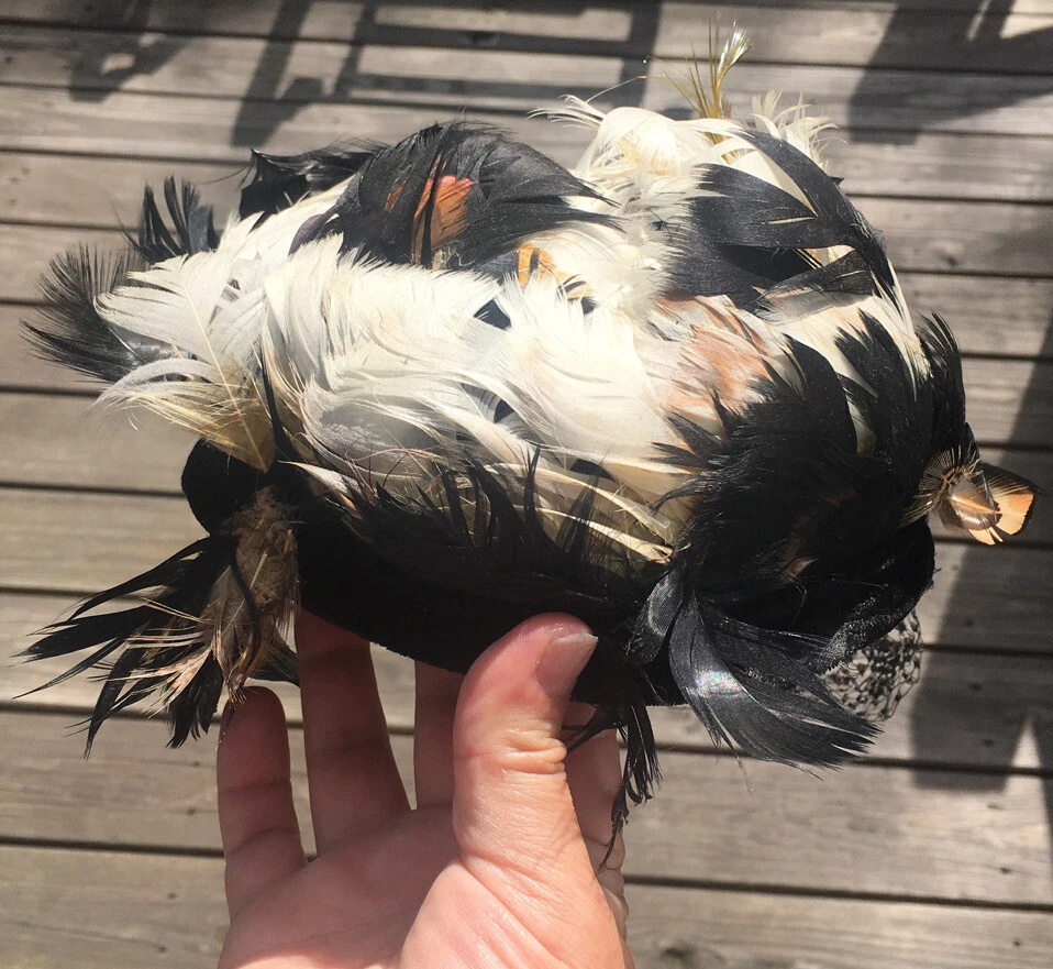 Sombrero Caprice New York Pluma y Encaje Aleta Años 20 Nueva York De Colección Foto 3 de 4