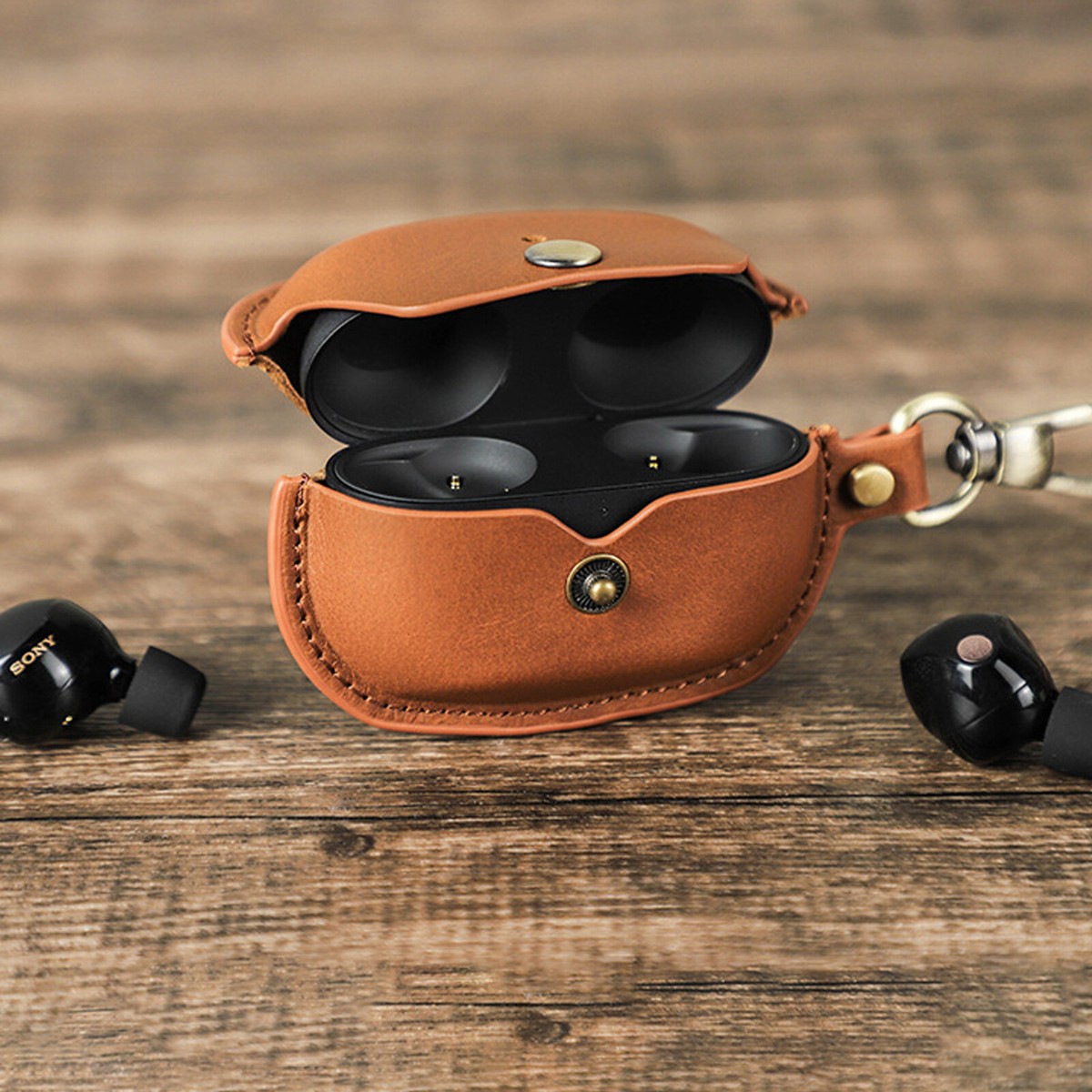 For AirPods Men Women Leather Pro Case Keychain Cover Genuine