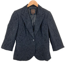 The Limited Women's Black Floral One-Button Single-Breasted Blazer Coat Medium