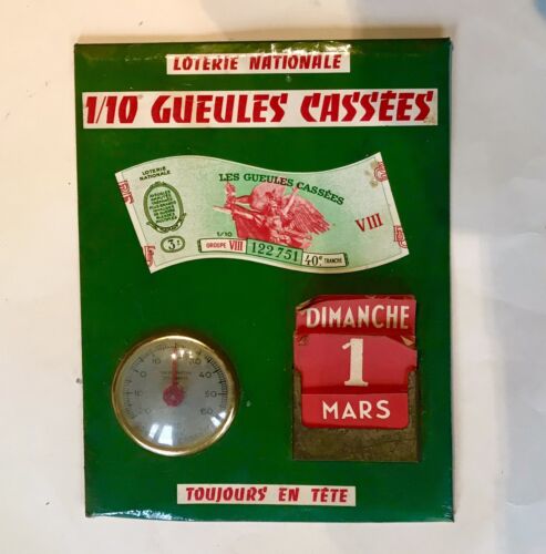 Plaque publicitaire ancienne glaçoïde vintage loterie nationale Gueules cassées - Photo 1/4