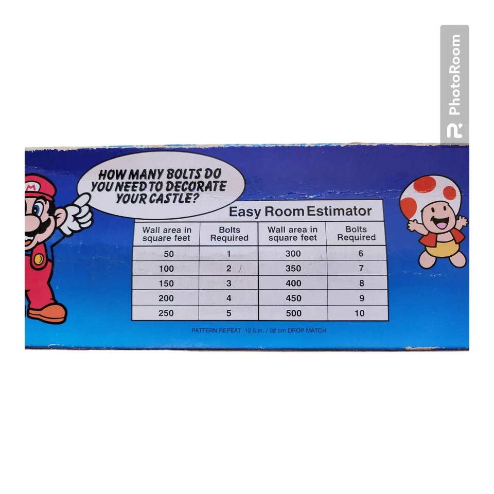 Super Mario Bros 1989 Vinyl Wall Covering New in Box Vintage Nintendo Decor - Image 4 of 4