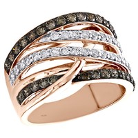 14K Rose Goldbraunes Diamant Crossover Cocktail Ring JubiläUm Band 1.33 Karat
