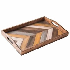 Rustic Wood Chevron Pattern Breakfast Serving Tray