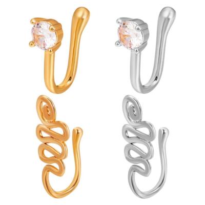 J Type Letter J Nose Ring Fake Piercing Nose Ring U-Shaped Punk