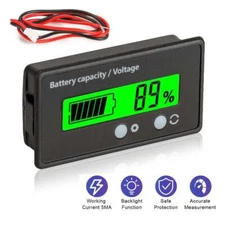 LCD Digital Display Battery Capacity Status Indicator Monitor Meter 12/24/36/48V