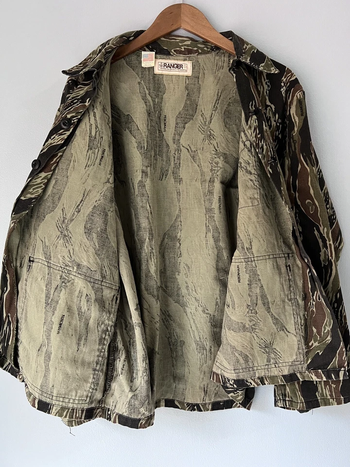 Camisa de Colección Ranger Camuflada Chaqueta con Botones Rayas de Tigre Caza EE. UU. PARA HOMBRES GRANDE Foto 4 de 4