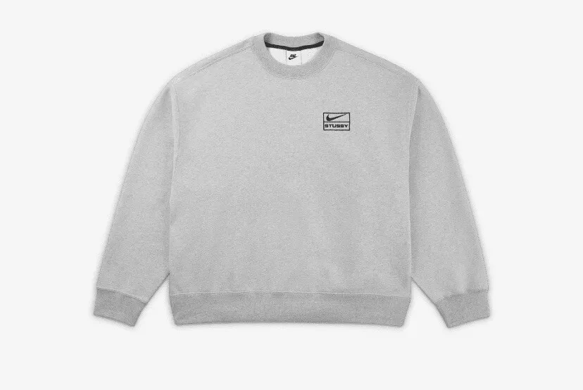 Nike x Stussy International Crewneck Sweatshirt Heather Grey Size Small