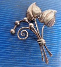 Vintage Danish Sterling Silver Floral Brooch - Herman Siersbol  Denmark