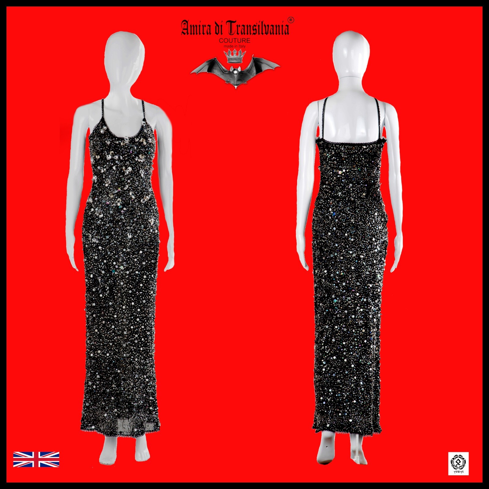 woman clothing summer couture luxury elegant black long sequins beads crystals 1 image 2