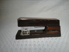 Vintage Swingline 737 Dark Brown Wood Pattern Small Stapler