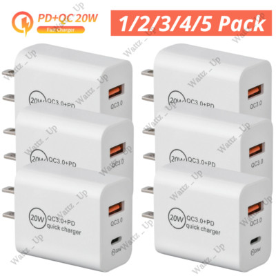 QC3.0 PD 20W USB C Power Adapter Cube Fast Charger Block For Android iPhone iPad