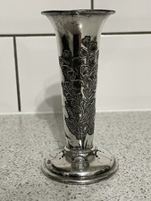 ATKIN BROTHERS SILVER PLATED TRUMPET VASE 2501 ENGRAVED FLOWERS LATE 19th CENTUR