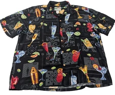 PARADISE FOUND Vintage Cocktail Hawaii Happy Hour Aloha Button Shirt Men XL