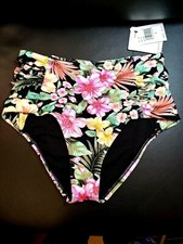 NWT Gibson Latimer sz S SWIM BRIEF Black Floral, high leg-SEE MATCHING TANKINI 
