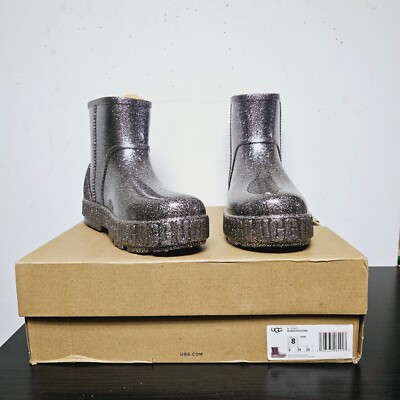 UGG Women's Drizlita Waterproof Rain Snow Boots Glitter Silver