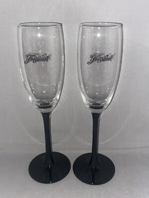 2 x Freixenet Flöte Werbung Glas Freixenet Prosecco schwarz Stiel klar Schale