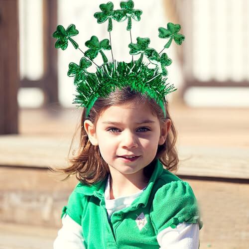 St Patrick's Day Headband Shamrock Hairband Irish Day Headband for Kids Green - Bild 4 von 7