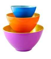 Melamine Mixing Bowls - Set Of 3 - Mix, Prep And Store Foods With Ease - Two-ton on sale Melamine Mixing Bowls - Set Of 3 - Mix, Prep And Store Foods With Ease - Two-ton on sale