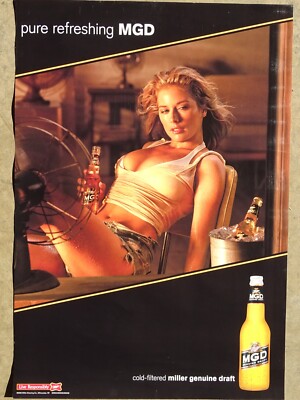 MGD Beer Sweaty Sexy Blonde Blowing a Fan On Her Body 26'' X 18'' Poster