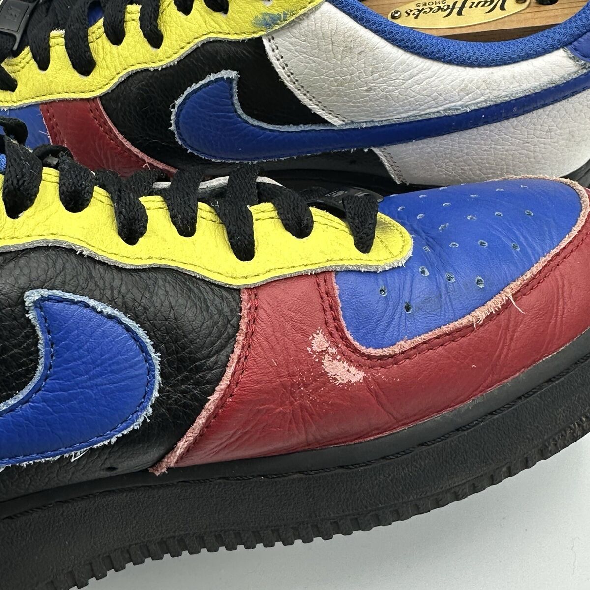 NIKE AIR FORCE 1 LOW ID NIKE BY YOU BLUE Red Yellow Black NIKE AIR FORCE 1 LOW ID NIKE BY YOU BLUE Red Yellow Black
