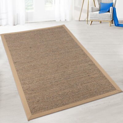 Sisal Teppich mit farblich passende Bordüre Latex-Rücken Naturfasern | 3 Farben