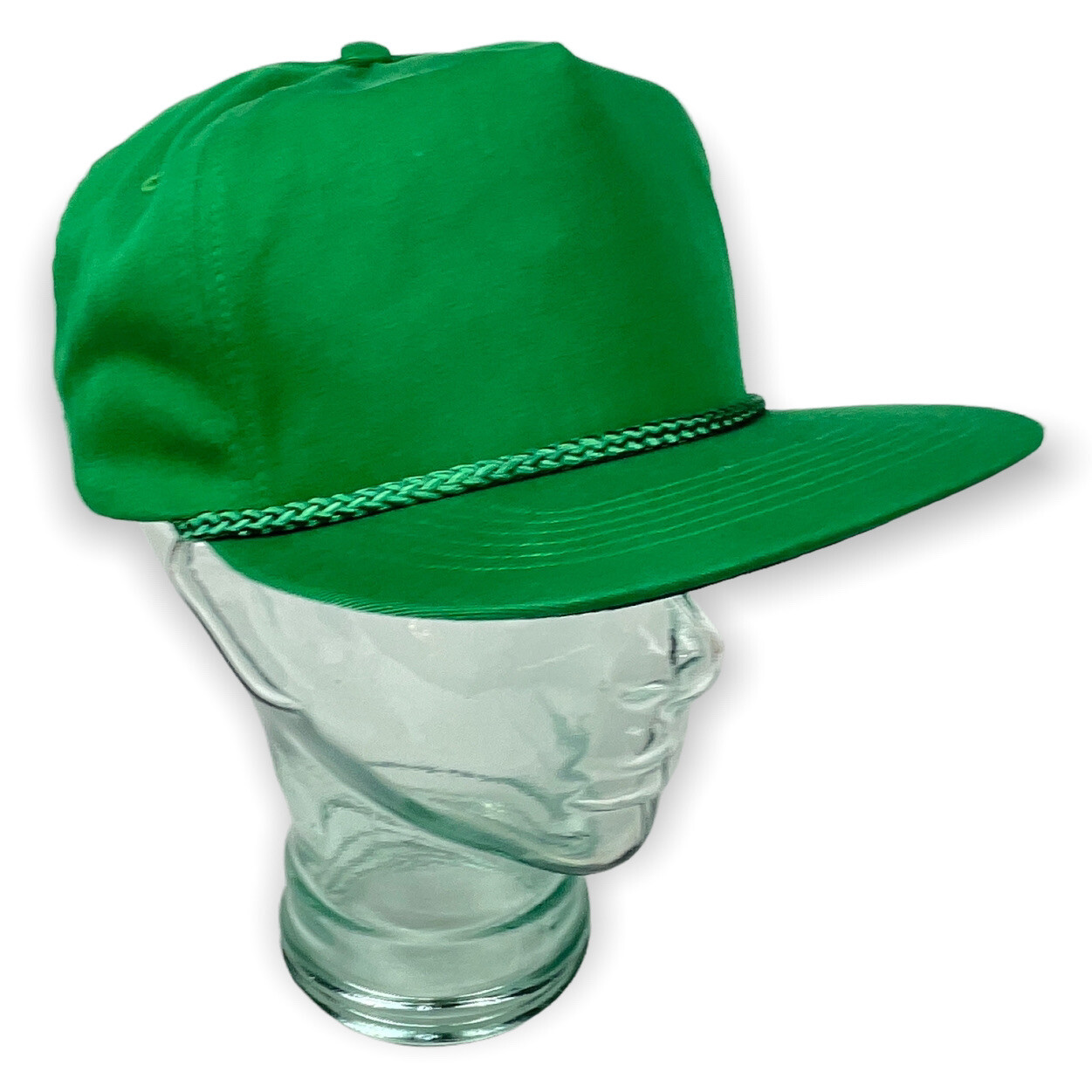 San Sun Blank Plain Medium Green One Size Adult Snapback Trucker Hat Vintage NOS