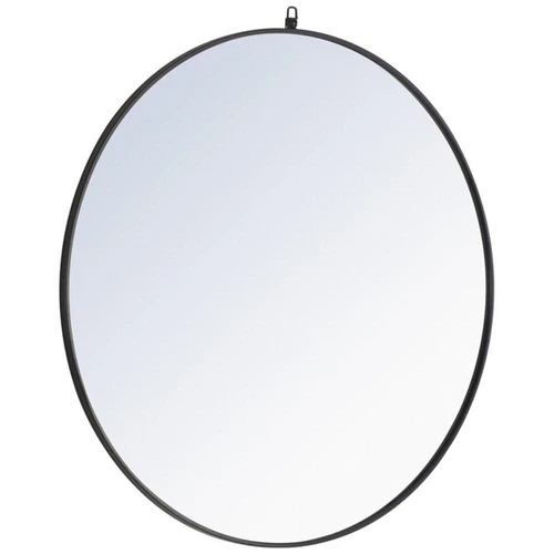 Elegant Decor Rowan 42" Round Metal Frame Hooked Mirror in Black - Picture 3 of 11