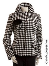 Nils New Ski Snow Apres Cassie Jacket Black White Houndstooth Fur Trim Med