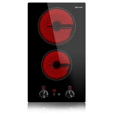 Electric Ceramic Cooktop 2 Burner Built-In/Countertop Stovetop knob Control 120V
