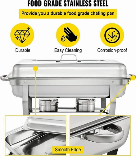 9L Rectangle Chafing Dish Stoves Food Warmer Stainless Steel Chafer For Buffet - Picture 8 of 16