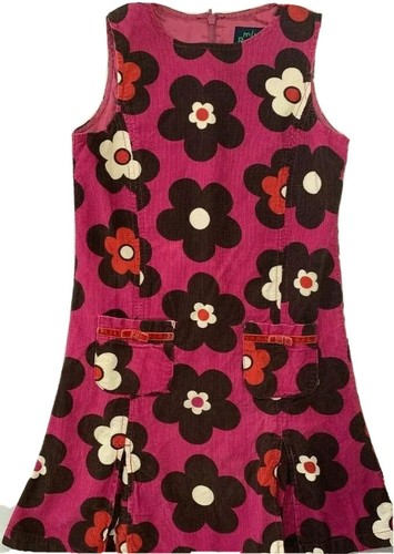 Pink Mod Floral Corduroy Jumper Dress 