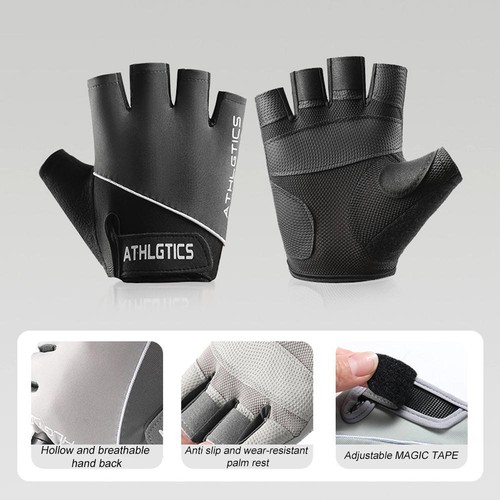 Gloves Sport Fitness Cycling Unisex Fabric Multicolor Modern Solid Fingerless - Picture 13 of 28