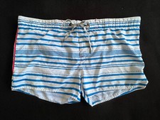 Diesel Men  s Swim Square Shorts Boardshorts Blue/White w/Liner Pocket Drawstring