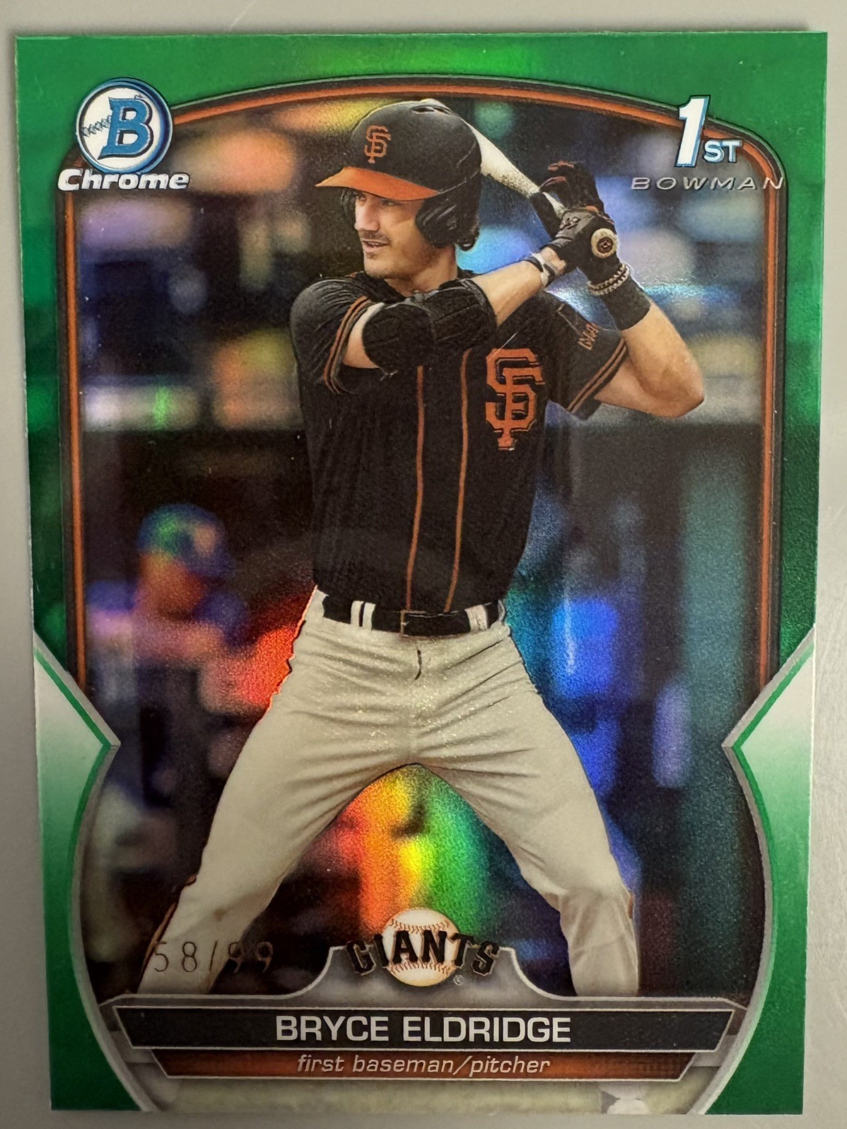 Bryce Eldridge 2023 Bowman Chrome 1st RC Green Refractor SF Giants 58/99 A8