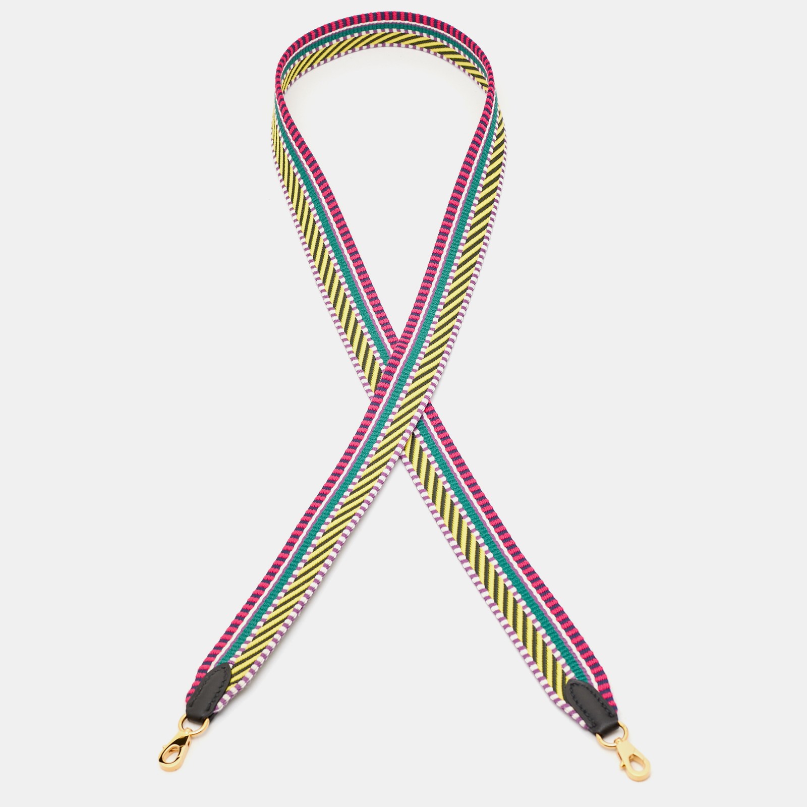 Hermes Multicolore Noir Canvas Swift Leather Sangle Cavale Crossbody Bag Strap  