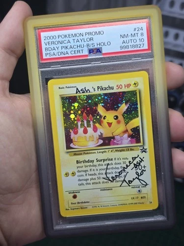 Pikachu's Birthday Signed By Veronica Taylor PSA 8, Auto 10