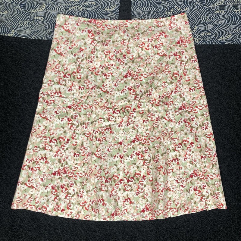skirt womens floral Vintage 90s Y2K teacher core Pink red white floral green
