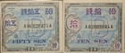 Military Currency Fifty Sen and Ten Sen Series 100 in Amazing Shape — photo 1